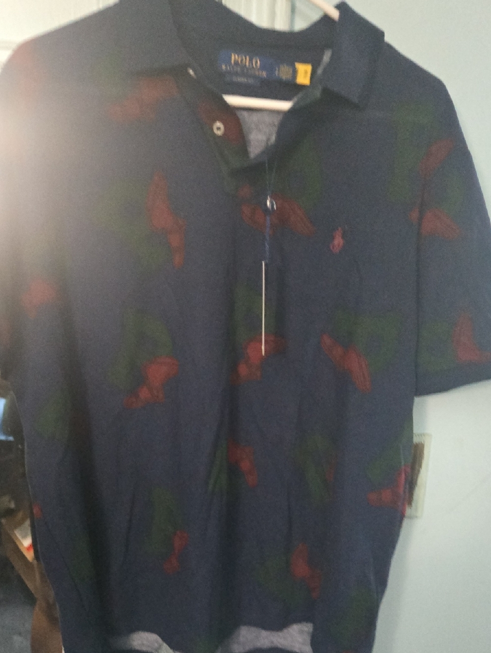 Polo by Ralph Lauren Navy Polo with Red & Green Graphic Motif